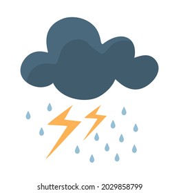 
Dark clouds with rainfall and thunder flash