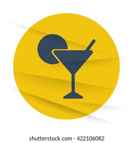 Dark Cocktail icon label on wrinkled paper