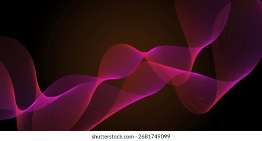 Fondo abstracto de café oscuro con líneas de onda coloridas. Concepto de tecnología futurista. Líneas de onda fluidas modernas. Patrón de onda dinámica. Ilustración vectorial.