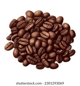 Dark coffee bean heap, fresh aroma scented isolated
