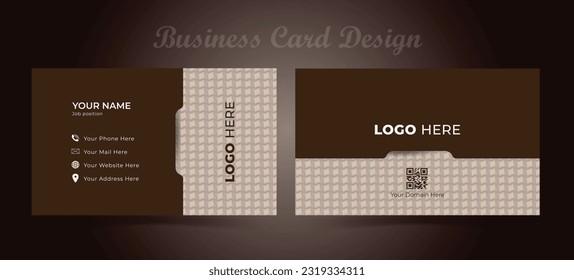 Dark coffee color professional business card design with pattern background.