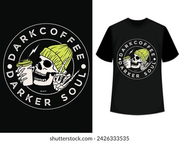 Dunkler Kaffee dunkler Soul T-Shirt Design-Vorlage