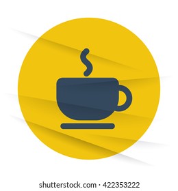 Dark Coffee icon label on wrinkled paper