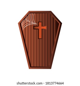 dark coffin for halloween on white background vector illustration design