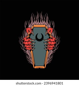 dark coffin tattoo vector design