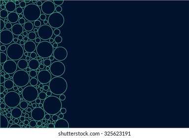 the dark cold colors blue, indigo, teal, cyan, green, lime. Line circles of different sizes suitable for wall stickers, abstract solution