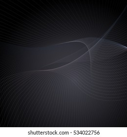 Dark color abstract background in minimalist style made from colorful lines, waves. Business concept for cover decoration of brochure, flyer or report.