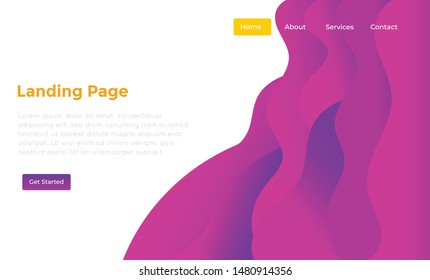 Dark color abstract landing page. Dynamic shapes composition