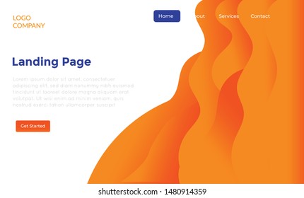 Dark color abstract landing page. Dynamic shapes composition