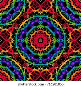dark color Art deco Lace pattern with abstract geometric flowers. seamless vector illustration