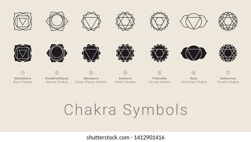 Dark color chakra set with light background