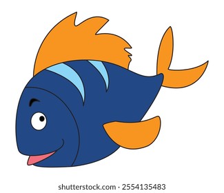 A dark color fish cartoon vector illustration