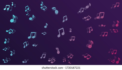 Dark color gradient with colored musical elements on it. Modern high-tech background. Social media concept. Vector illustration