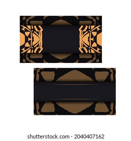 Dark Color Greeting Brochure with Orange Luxurious Ornament