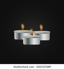 Dark color luxury background. Candles on black front view. 
