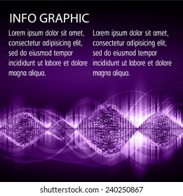 Dark color purple Light Abstract Technology background for computer graphic website internet and business. text box. Brochure. card. sound wave.