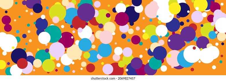 Dark Color Rainbow Pastel Play Pattern. Violet Kids Children Vivid Multicolor Wallpaper. Circles Yellow Green Blue White Beige Illustration. Purple Red Bright Pink Indigo Vibrant Textile.