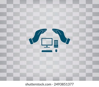 Dark color vector icon on gray checkered background with gradient