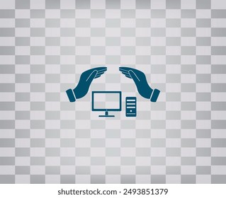 Dark color vector icon on gray checkered background with gradient