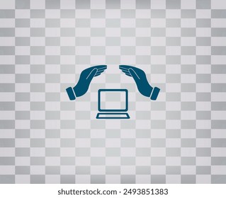 Dark color vector icon on gray checkered background with gradient