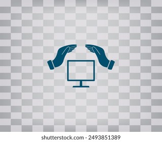 Dark color vector icon on gray checkered background with gradient