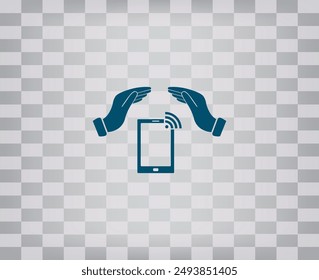 Dark color vector icon on gray checkered background with gradient