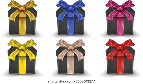 Dark colored 3d gift box with colorful ribbon special valentine