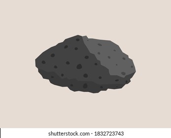 Dark colored basalt hand specimen vector .Mafic extrusive igneous rock