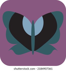 Dark colored butterfly, illustration, vector on a white background.