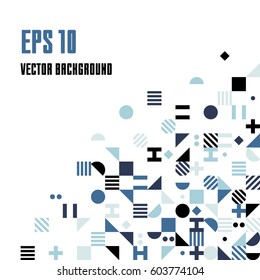 Dark colored geometrical pattern with simple shapes. Design for cards, textile, background.