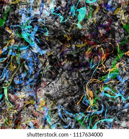 Dark colored seamless texture from curved fibers. Abstract vector background for web page, banners backdrop, fabric, home decor, wrapping