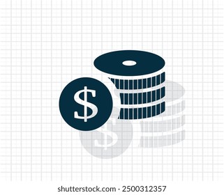 Dark colored vector icon with shadow on a light checkered background
