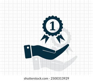 Dark colored vector icon with shadow on a light checkered background