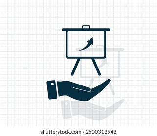 Dark colored vector icon with shadow on a light checkered background