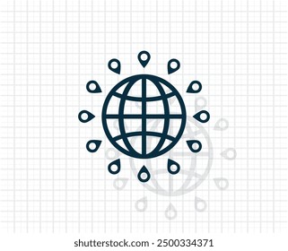 Dark colored vector icon with shadow on a light checkered background