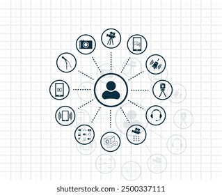 Dark colored vector icon with shadow on a light checkered background