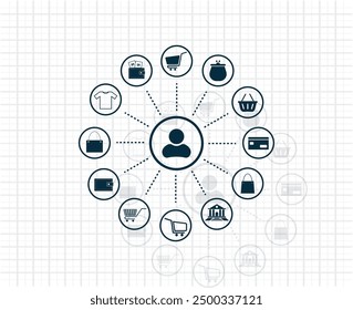 Dark colored vector icon with shadow on a light checkered background