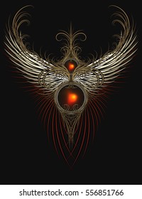 dark colored wings with ornamental patterned composition