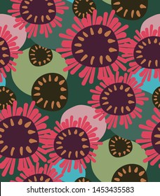 dark colorful blue purple vector stylized modern seamless floral pattern design
