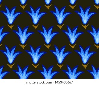 dark colorful blue purple vector stylized modern seamless floral pattern design