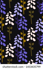 dark colorful blue purple vector stylized modern seamless floral pattern design