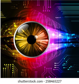 Dark colorful color Light Abstract Technology background for computer graphic website internet and business. circuit. orange eye.