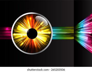 dark colorful color Light Abstract Technology background for computer graphic website internet and business. circuit. black background. orange eye.