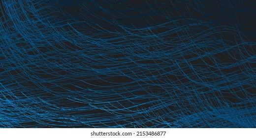 Dark Colorful Curving, Wavy Lines - Digitally Generated  Futuristic Abstract 3D Geometric Striped Background Design, Generative Art in Editable Vector Format