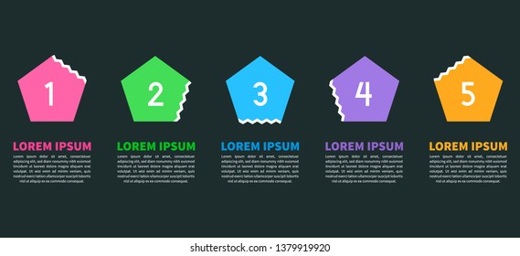 Dark Colorful Five Hexagonal Infographic