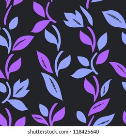 Dark colorful floral seamless pattern, vector