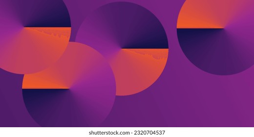 Dark Colorful Futuristic Conical Gradient Background - Retro Style Colors, Circular Overlapping Round Gradient Geometric Shapes Composition - Wide Scale Vector Illustration, Multi Purpose Template