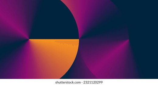 Dark Colorful Futuristic Conical Gradient Background - Retro Style Colors, Circular Round Gradient Geometric Shapes Composition - Wide Scale Vector Illustration, Multi Purpose Template