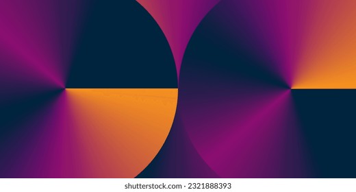 Dark Colorful Futuristic Conical Gradient Background - Retro Style Colors, Circular Round Gradient Geometric Shapes Composition - Wide Scale Vector Illustration, Multi Purpose Template