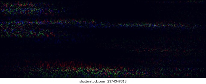Dark Colorful Glitch Screen Effect Background. Unique Design Abstract Digital Pixel Noise Glitch Error Screen. Video Damage Overlay Background. Vector Illustration.